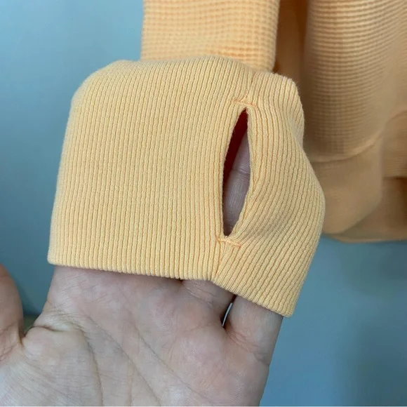 Athleta Coaster Luxe Waffle Knit Long Sleeve Sweatshirt in Orange size XL - Picture 7 of 10